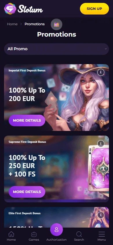 Slotum Casino mobile promotions and bonuses